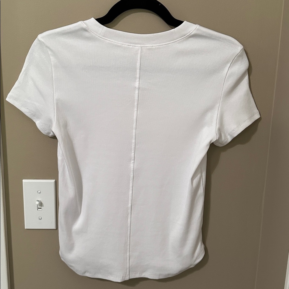 Madewell (Re)generative Cotton Ribbed Crewneck Tee in Eyelet White - Picture 6 of 7